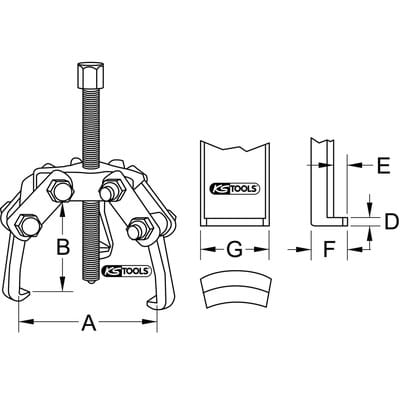 Ks Tools Polklemmen-Abzieher 3-armig, 10-70 mm