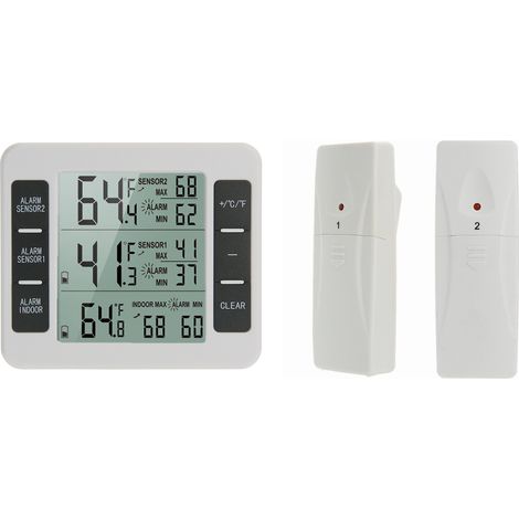 Digitales Kühlschrank- Und Gefrierschrankthermometer Mit Akustischem Alarm, Drahtlosem Sensor Und Min/max-anzeige
