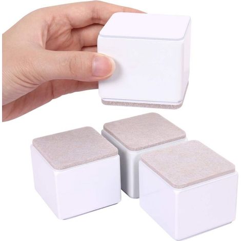 Stück Weiße, Selbstklebende Möbelfüße, Rechteckige Bettbeine, 5 Cm Hoch, Möbelfüße Für Sofa, Kleiderschrank, Tisch