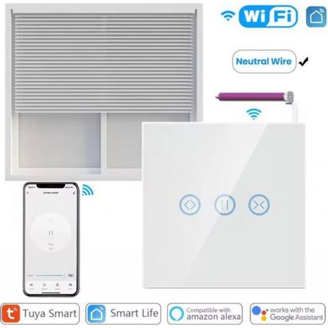 3-teiliger Wlan-smart-rollladenschalter Für Rollläden Und Vorhänge, Kompatibel Mit Alexa, Google Assistant, Smart Life Und Der Tuya-app.