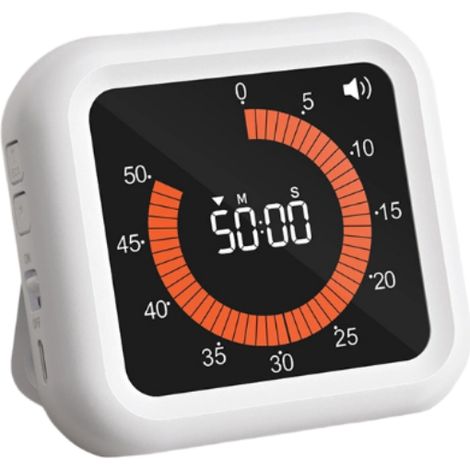 (weiß) Digitaler Visueller Countdown-timer, Wiederaufladbar, Max. 11 Std. 59 Min., Mit Va-display, Gut Lesbaren Ziffern, Einstellbarer Lautstärke Und Helligkeit, Magnetischer Timer Für Küche Und Bad