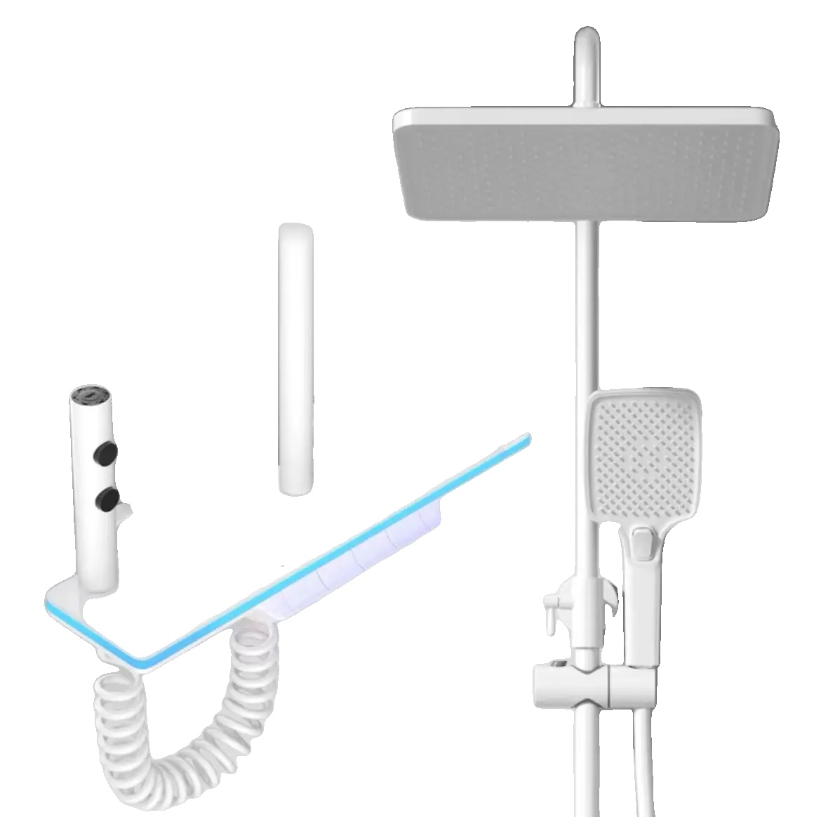 Duscharmatur-set, Luxuriöses Led-digitaldisplay, Thermostatmischer, Regenduschkopf Und Handbrause, Modernes Badezimmer-upgrade, Weiß