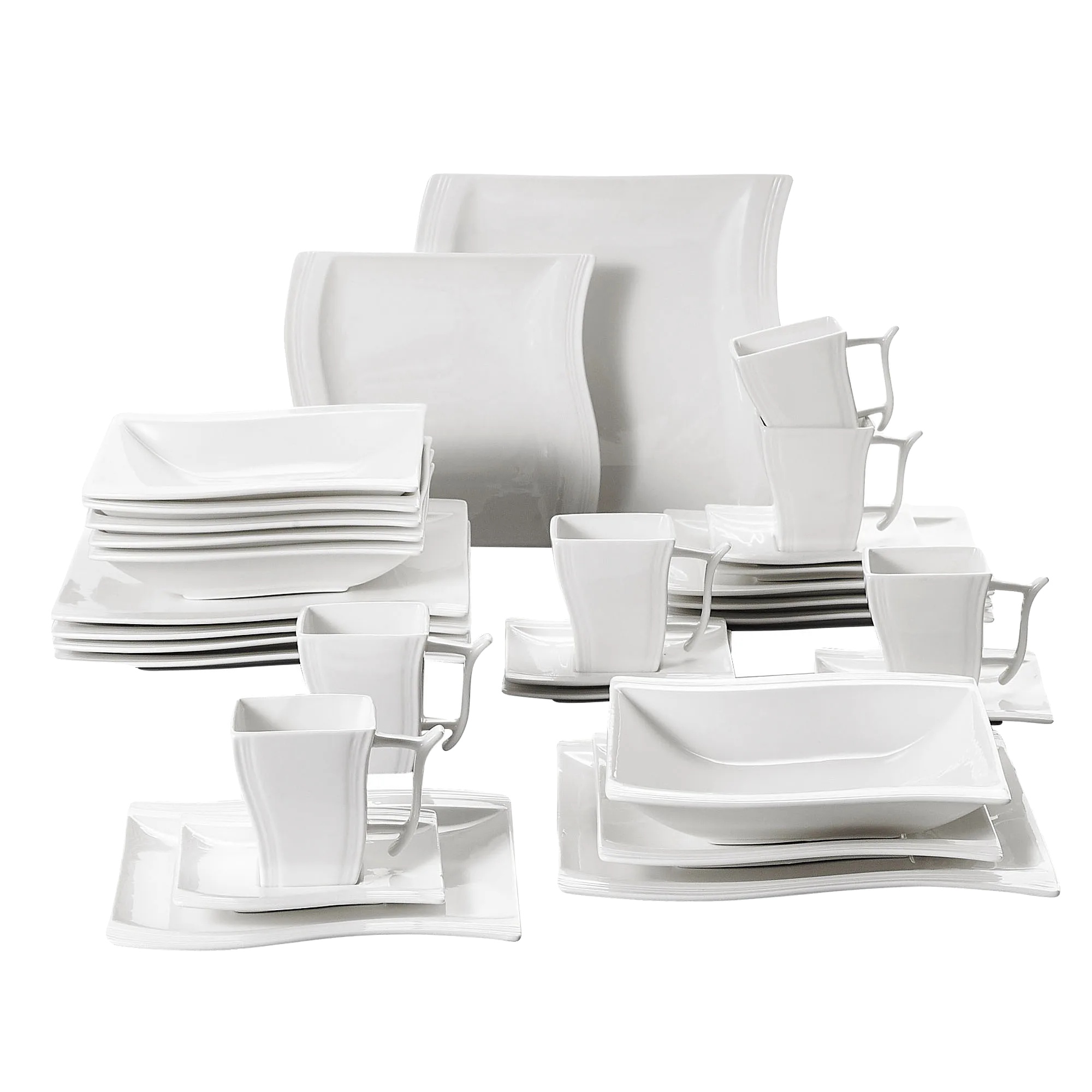 Geschirrset, Elegantes Design, Umweltfreundliches Material, 30-teilig