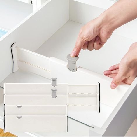 Weiße Schubladeneinteiler, 4er-set Verstellbare Schubladeneinteiler Für Waschtisch, Badezimmer, Küche, Büro