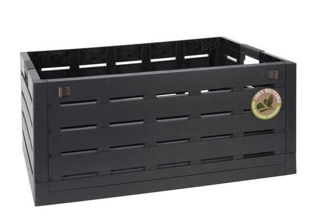 Spetebo - xxl Klappbox 60 Liter anthrazit - 59 x 40 cm - Universal Faltbox in Holz Optik - klappbarer Einkaufs Wäsche Korb