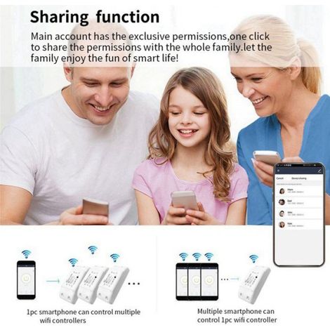 2x Tuya Smart Home Smart Switch Wlan-mobiltelefon-fernbedienung Mit Synchronisierung Mini