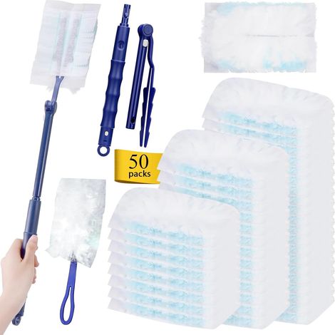 52-teiliges Nachfüllset Für Staubwedel, Staubwedel Mit 1 Griff, 1 Teleskopkopf (kompatibel Mit Dem Nachfüllset), Staubwedel-nachfüllpackungen Zum Auffangen Von Staub