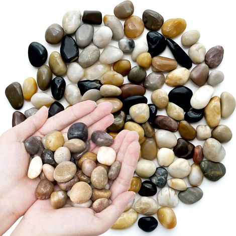 (1 Kg) Polierte Kieselsteine, Kleine Dekorative Flusssteine, Gemischtfarbige Polierte Natursteine Für Die Dekoration Von Wohnräumen, Aquarien, Pflanzen, Vasen Und Sukkulenten