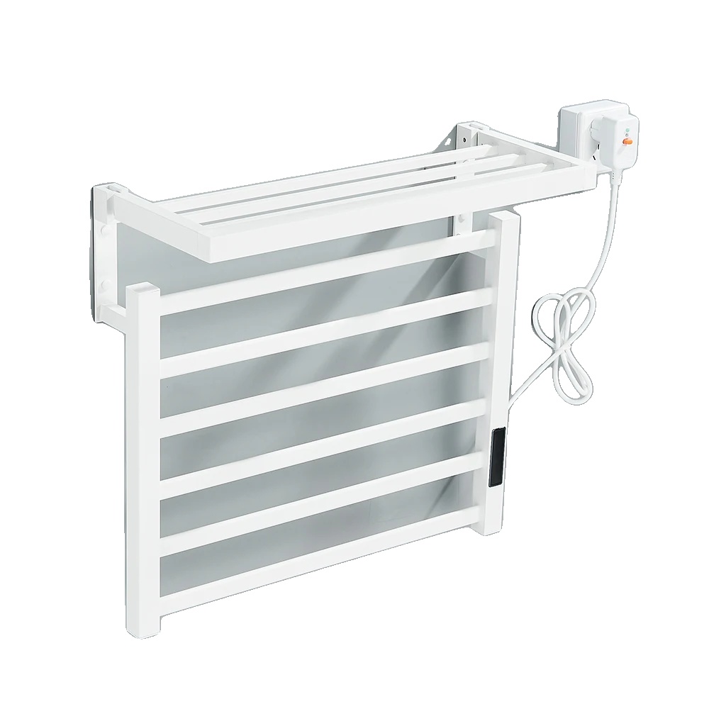 Elektrischer Handtuchwärmer, Wandmontage, Digitales Touchdisplay, Wasserdicht, Weiß 8004 Y, 220 V