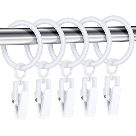 (weiß) 30 Gardinenringe Mit 30 Gardinenclips, Duschvorhangstangen-clipringe Aus Kunststoff, Dekorative Gardinenringe Mit Clip, 30 Mm