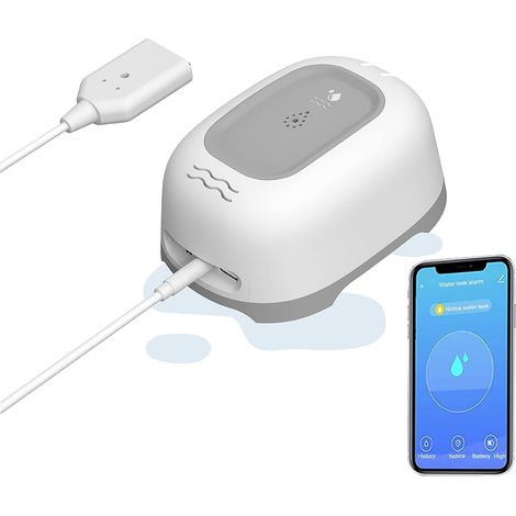Der Smarte Wlan-wassermelder Warnt Sie Vor Wasserschäden In Küche Und Keller. Er Verfügt Über Einen 100 Db Lauten Alarm Und Sendet Push-benachrichtigungen An Ihr Smartphone Über Die Tuya/smart Life Ap