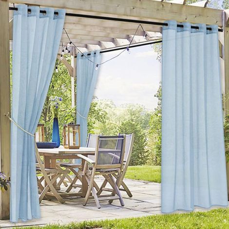 Stück Wasserdichte Ösenvorhänge Für Den Außenbereich, Geeignet Für Wohnzimmer, Schlafzimmer, Veranda, Pergola, Gartenhaus, 130 X 245 Cm, Blau