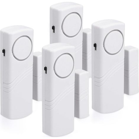 4er-set Drahtloser Einbruchmelder, Heimschutz Gegen Einbruch, Magnetbetrieb, 100 Db, Tür- Und Fensteralarm