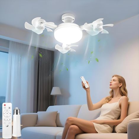50-w-deckenventilator Mit Licht Und Fernbedienung, Kleiner Dimmbarer Led-ventilator Mit E27-fassung, 3 Geschwindigkeitsstufen, Kronleuchter-deckenventilator Für Kleine Schlafzimmer, Wohnzimmer, Küche
