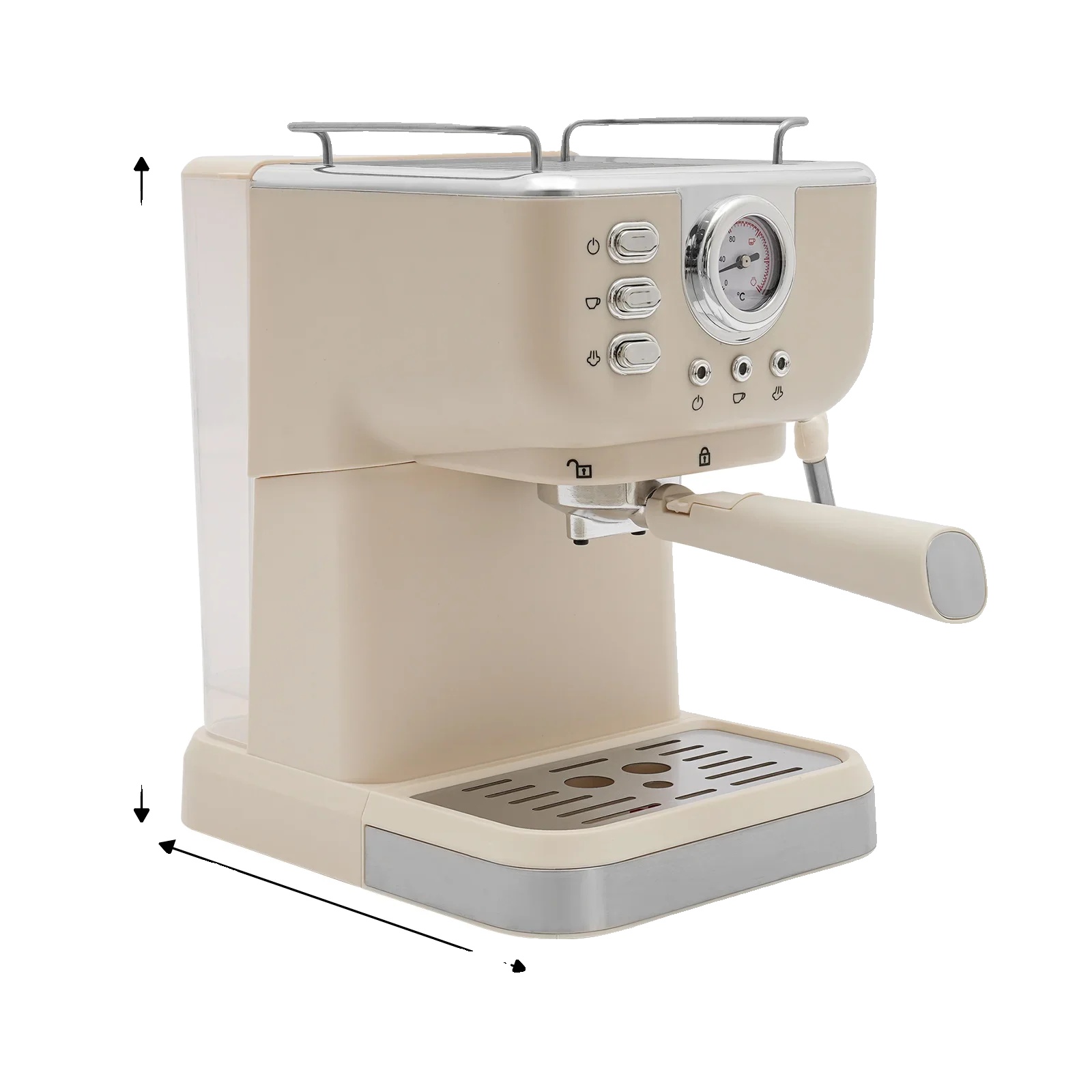 Halbautomatische Kaffeemaschine, 20 Bar Druck, 1,5 L Wassertank, Milchaufschäumfunktion