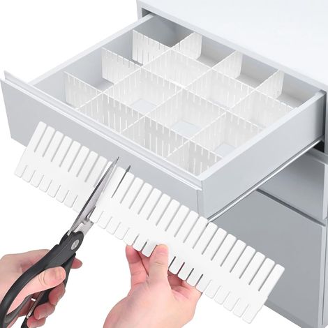 Set Mit 20 Schubladeneinsätzen, 37 X 7 Cm, Weiß, Verstellbar, Aus Kunststoff, Geeignet Zur Aufbewahrung Von Socken Und Unterwäsche