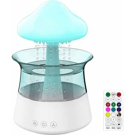 Luftbefeuchter In Form Einer Regenwolke Für Schlaf- Und Kinderzimmer, Pilzförmiger Öldiffusor Mit 7-farbiger Led, Der Auch Als Nachtlicht Verwendet Werden Kann (mit Fernbedienung)