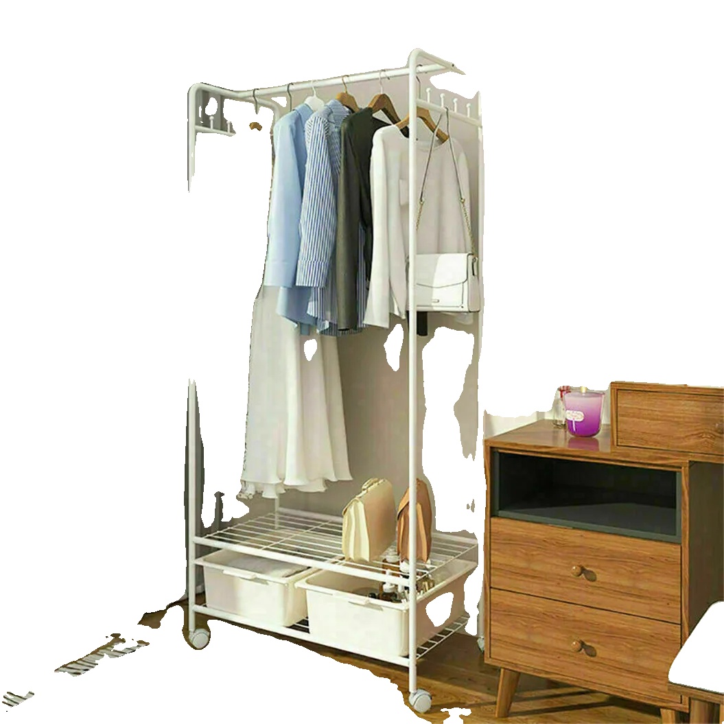 Kleiderschrank-organizer, Robustes Metall, Mobiles Design, Weiss