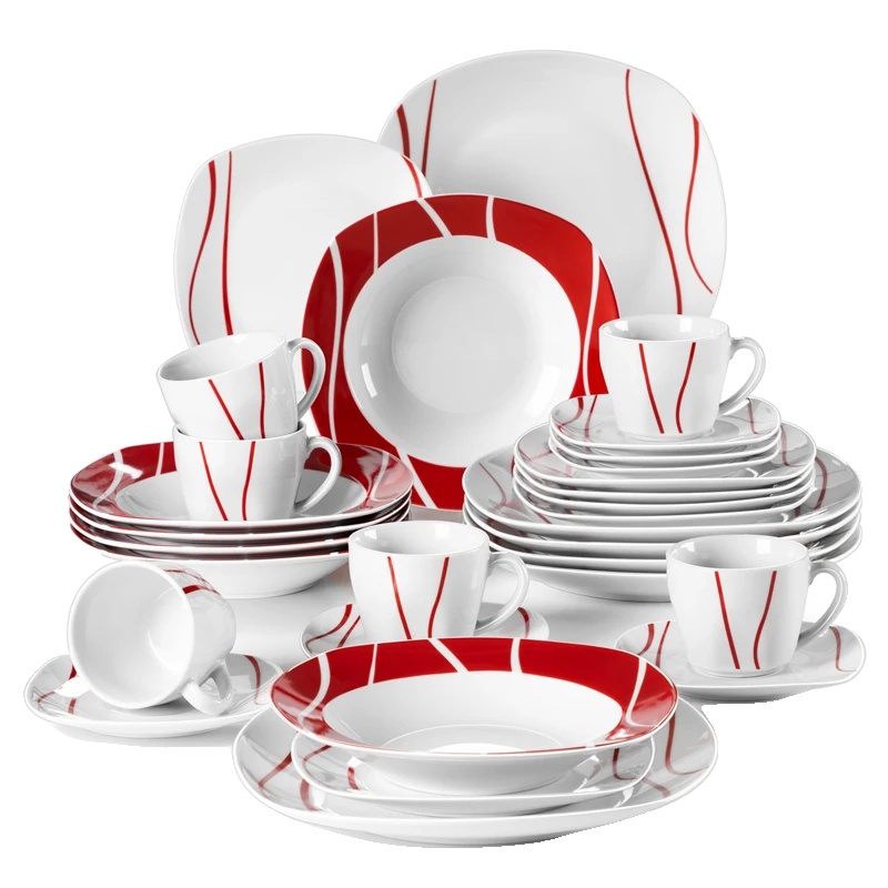 Geschirrset, 30-teilig, Aus Sicherem Und Umweltfreundlichem Material, Für 6 Personen, Minimalistisches Design