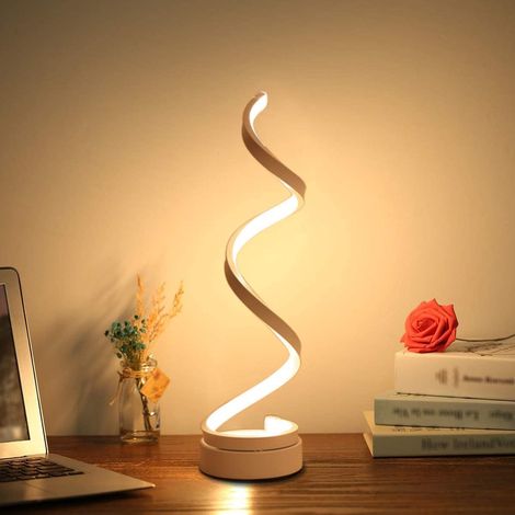 12-w-spiral-led-nachttischlampe, Warmweiß, Augenschonende Helligkeit, Led-tischlampe/dekorative Beleuchtung Für Schlafzimmer/wohnzimmer (weiß)