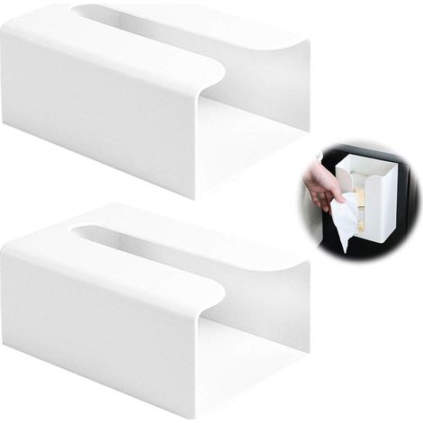 2-teiliger Toilettenpapierhalter Für Fahrzeuge, Perforationsfreier Papierspender, Multifunktionaler Toilettenpapierhalter, Wand-toilettenpapierbox Für Bad Und Küche, Weiß