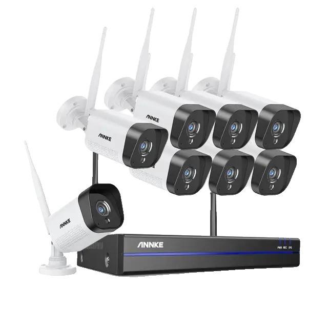 Wifi-videoüberwachungssystem Mit 3mp-ip-kameras, 5mp-nvr, Nachtsicht Bis Zu 30 M, Ki-personenerkennung Und Audioaufzeichnung Für Die Heimüberwachung, 8 Kameras Mit Eingebauter Festplatte.