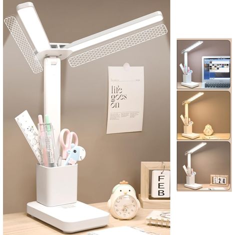 Wiederaufladbare Schreibtischlampe, Kleine Schreibtischlampe Mit 3 Farbtemperaturen Und Stufenlos Einstellbarer Helligkeit, Batteriebetriebene Tischleuchte Für Das Homeoffice, Arbeitsleuchte Mit Ansch
