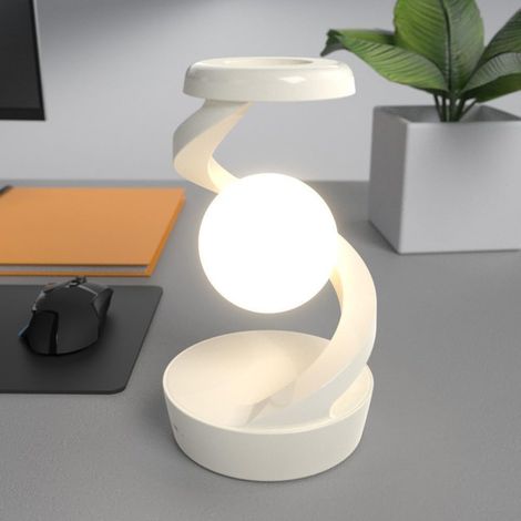 3d-schwebemondlampe Mit Kabelloser Ladefunktion (weiß) Einzigartige Dekorative Kugel Für Zuhause Und Büro Intelligente Touch-steuerung Für Technikbegeisterte