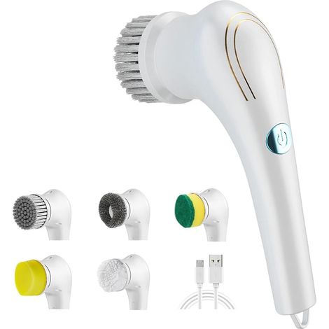 Kabellose Elektrische Reinigungsbürste, Hand-rotationsbürste, Elektrische Reinigungsbürste Mit 5 Bürstenköpfen, Für Badewanne, Küche, Fliesen, Fenster, Geschirr