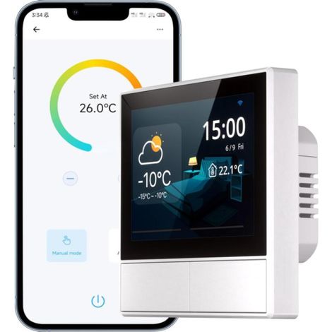 (weiß) Intelligenter Szenenschalter, Wlan-wandschalter (2-fach), Drahtloser Thermostat Für Die Hausautomation, App- Und Szenensteuerung, Kompatibel Mit Alexa Und Google Home
