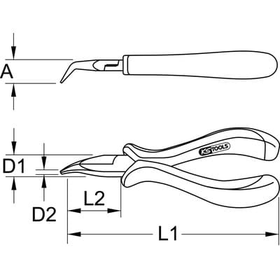 Esd Spitzzange, gebogen, ohne Hieb, 130mm