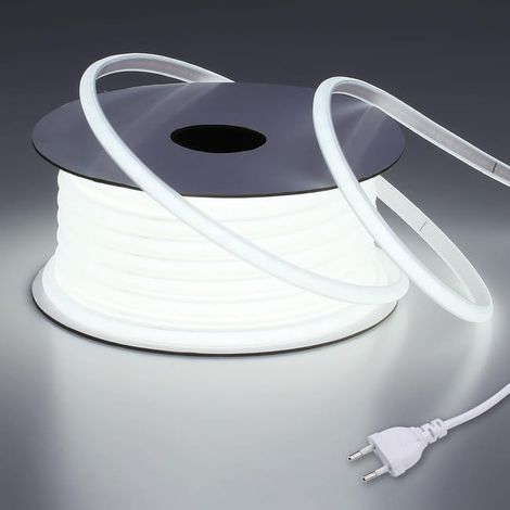 220v 10m Wasserdichter Cob-led-streifen Für Den Außenbereich, 6000k Kaltweiß, Flexibel, Kürzbar, Ip65 Wasserdichter Led-streifen Ohne Transformator, Stecker Im Lieferumfang Enthalten, Für Baustellen