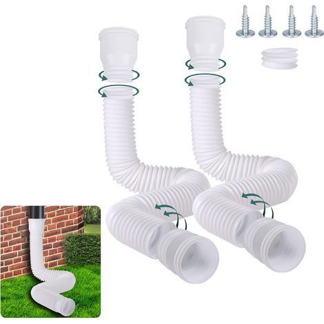(weiß, 2-teilig) Flexible Dachrinnenverlängerung, Rundes Verlängerungsset Für 80/100-mm-fallrohre, Regenschlauch-verlängerungsset, Fallrohrverlängerung Von 47 Bis 150 Cm