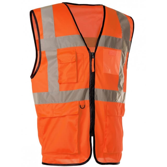Orangefarbene Warnweste mit mehreren Taschen singer - t.m - GARO02