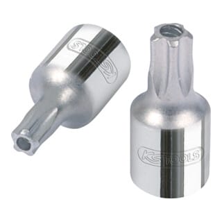 1/4" CHROMEplus Bit-Stecknuss Fünfstern, Stirnlochbohrung,TS27