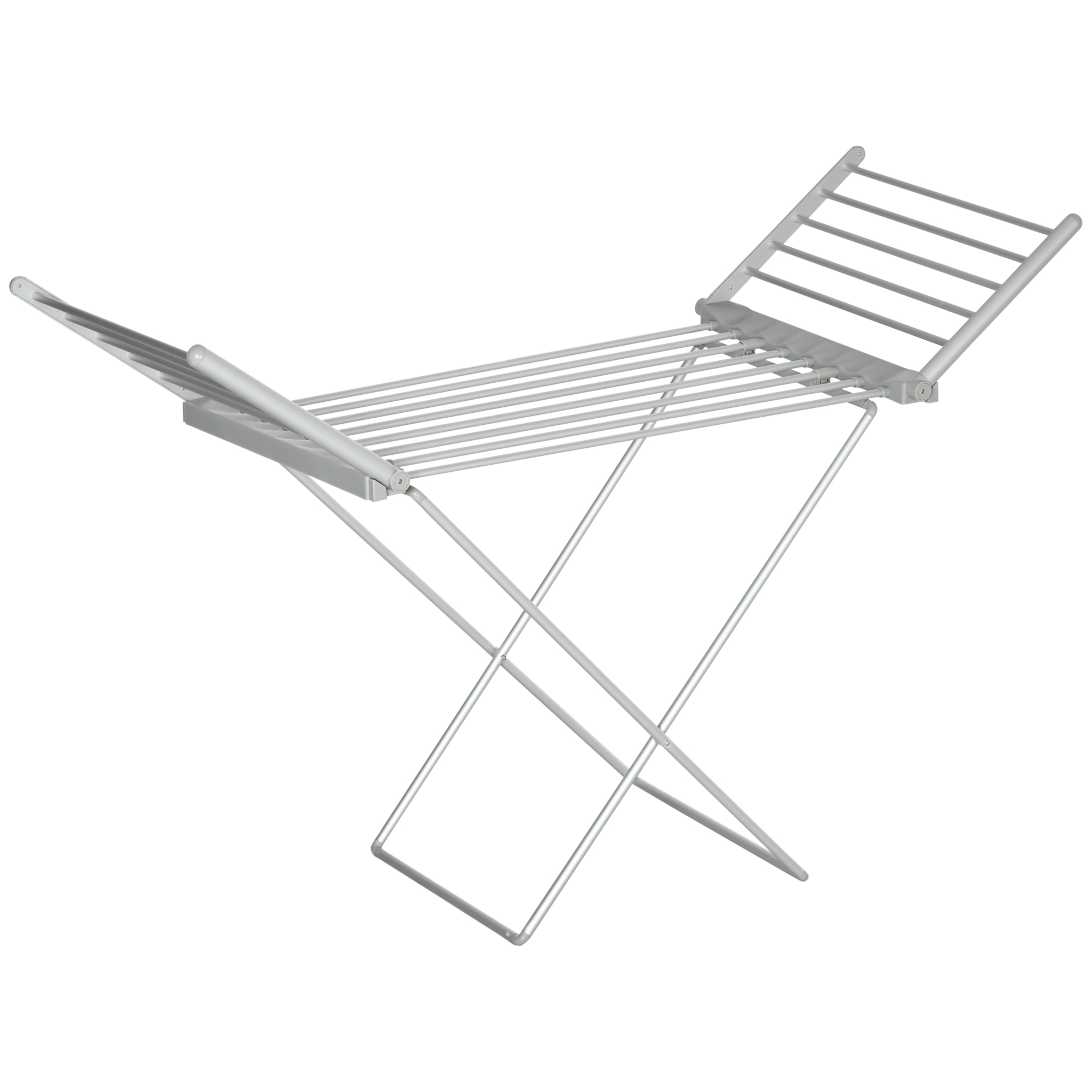 Elektrisch Beheizter Wäscheständer Mit Flügeln, Faltbar, Platzsparend, Aus Aluminiumlegierung, 144 X 53 X 91 Cm, Silber