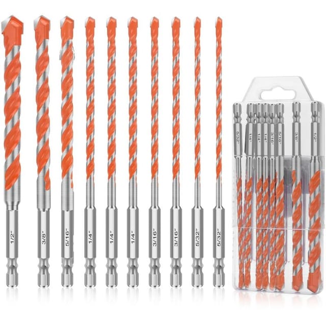 Sechskant-hartmetall-betonbohrer, 10er-set Steinbohrer Für Beton, Fliesen, Ziegel, Keramik, Glas, 4 Mm–12 Mm