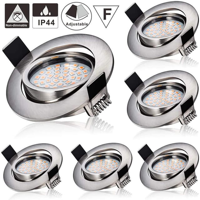 5-W-LED-Einbaustrahler, warmweiß 3000 K, entspricht 45-W-Halogenlampen, 230-V-Deckeneinbaustrahler, 55-mm-Bohrung [Energieklasse E]