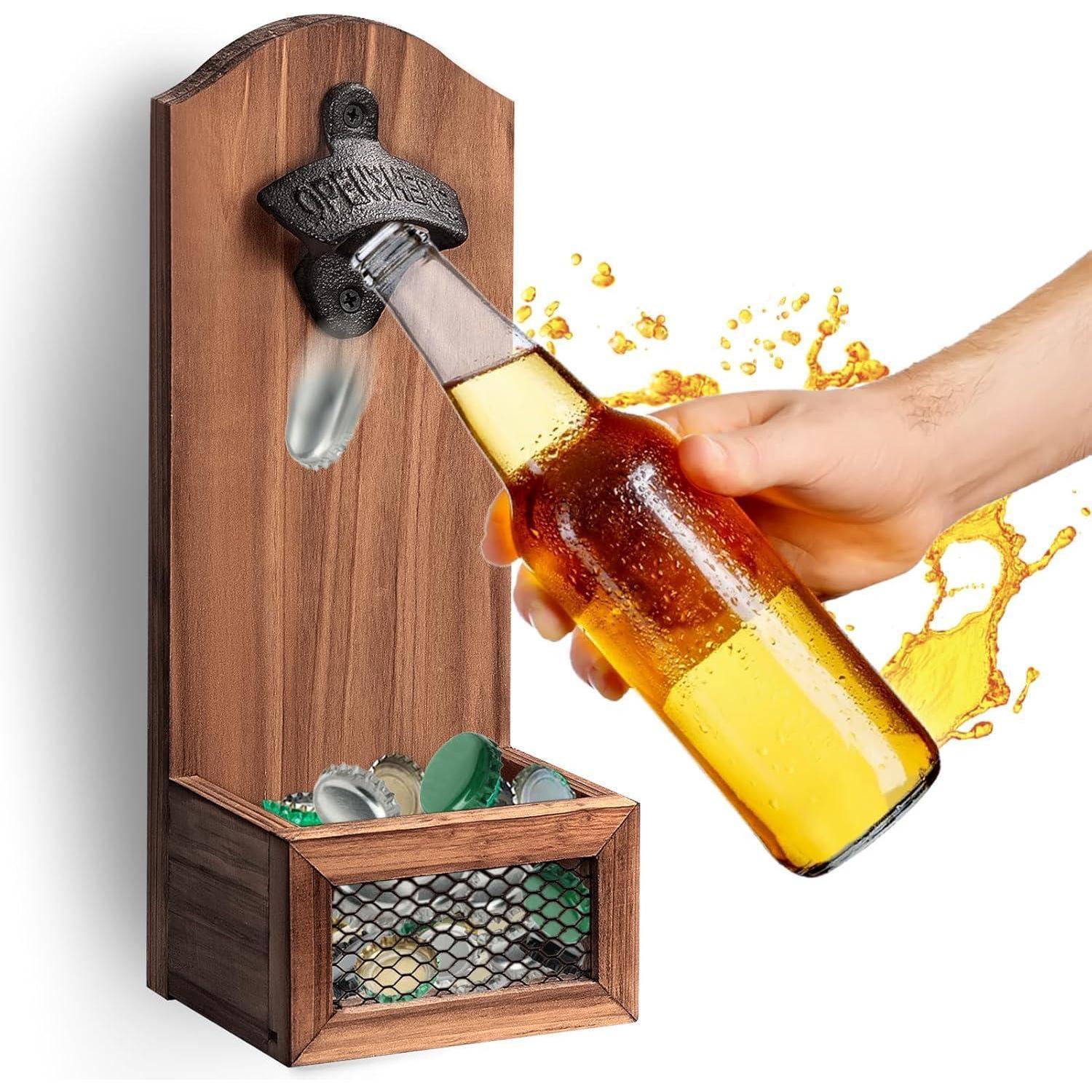 Goldmiky Holz Wand Flaschenöffner Bar Bier Vintage Geschenk Männer Stil A