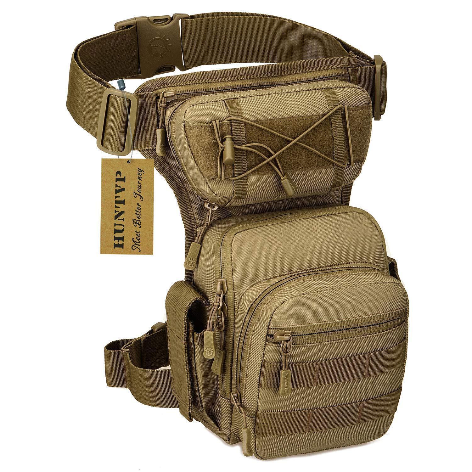 Taktische Beintasche Molle Oberschenkeltasche Wasserabweisend Für Herren Outdoor Wandern Motorrad Typ-2-braun