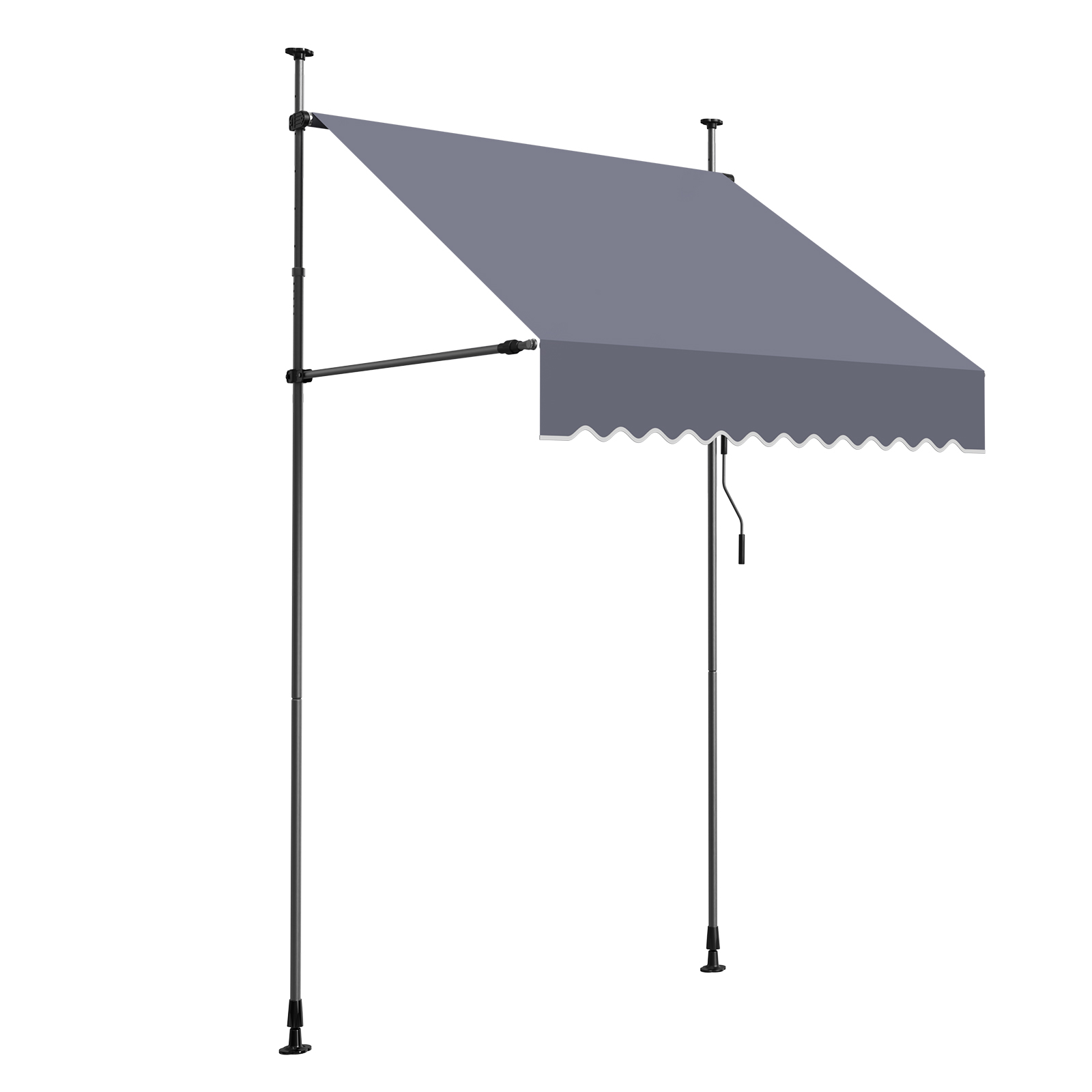 Mophorn Klemmmarkise 150 Cm, Höhenverstellbare Markise Mit Handkurbel, Sonnenschutz Upf 80+ Für Terrasse, Balkon Und Garten, Dunkelgrau