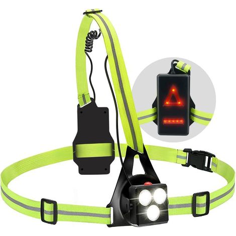 Lauflicht, Verstellbares Led-brustlicht, Usb-aufladbar, Wasserdichtes Lauflicht Mit Zwei Reflektierenden Streifen