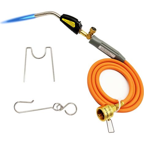 Gasbrenner, Propanbrenner Mit 1,5 M Schlauch Und Einstellbarem Flammenventil, Messingdüse, Cga600-schnittstelle Zum Schweißen, Zünden Und Grillen