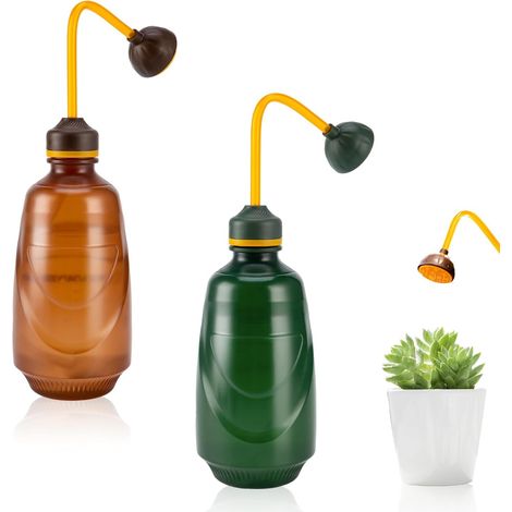 2-teiliges Gießkannen-set Für Zimmerpflanzen (grün + Braun), 450 Ml Bonsai-gießkanne, Kleine, Weiche Gießkanne, Ideal Für Bonsai, Empfindliche Pflanzen Und Stecklinge