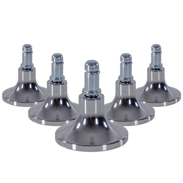 5x Bodengleiter Stand C Stift 11mm / 65mm Standfüße (5er Pack) Alu verchromt silber hjh OFFICE