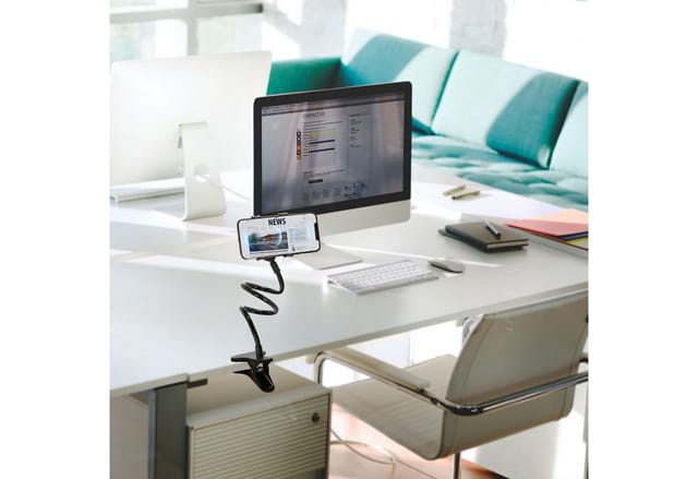 Handyhalterung FLEXMOBI mit Klemme / Schwanenhals ABS Kunststoff schwarz hjh OFFICE