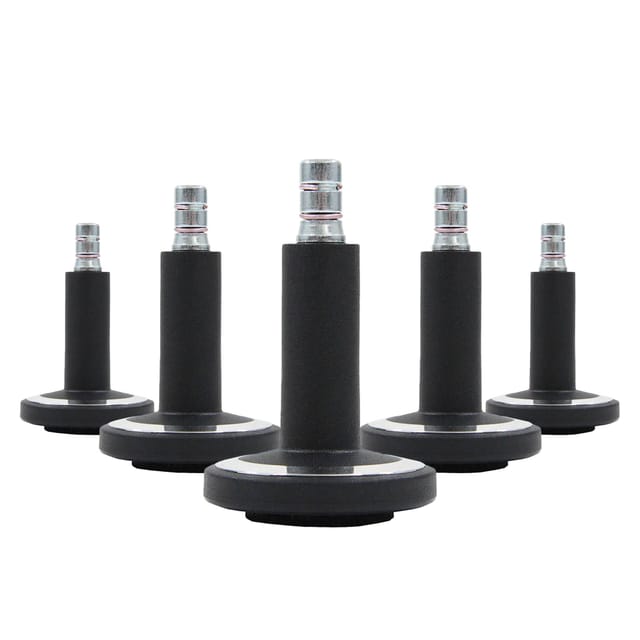 5x Bodengleiter STATO-M Stift 11 mm / 60 mm Standfüße mit Filz schwarz/chrom (5er Pack) hjh OFFICE