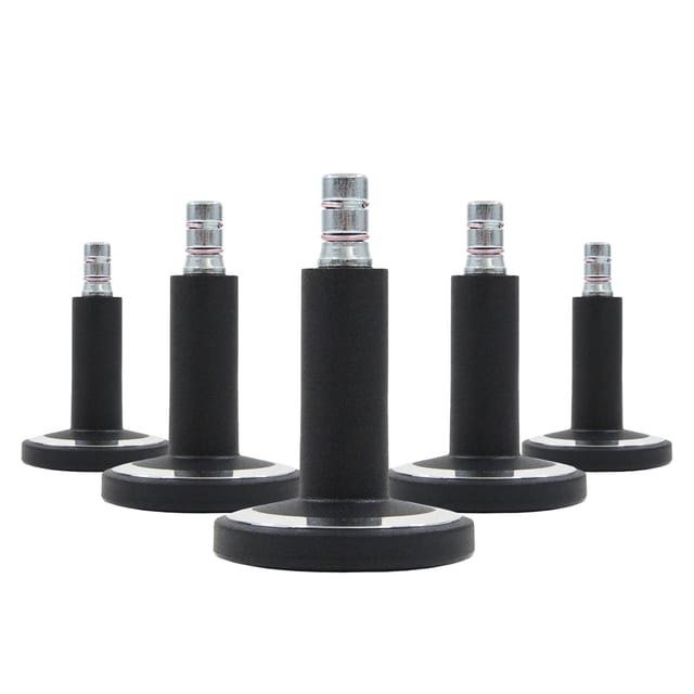 5x Bodengleiter STATO-M Stift 11 mm / 60 mm Standfüße schwarz/chrom (5er Pack) hjh OFFICE