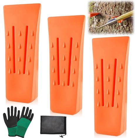 3-teiliges Fällkeil-set, 15 Cm Lange Kunststoff-forstekeile Für Hochleistungs-kettensägen, Fällwerkzeuge Mit Stacheln Und Handschuh Zum Baumfällen, Kettensäge
