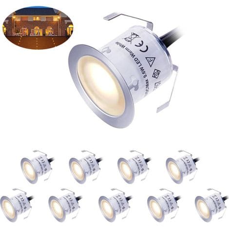Oimg 12v Led-terrassenbeleuchtungsset, Niederspannung, Ip67 Wasserdicht, Warmweiß, Einbau-bodenbeleuchtung Für Stufen, Treppen, Garten, Terrasse, Holzböden, Außenbeleuchtung (10er-pack)